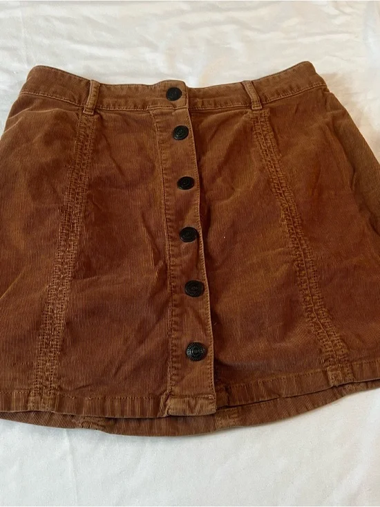 American Eagle Corduroy Button Front Mini Skirt Rust Orange Size 6 - Picture 1 of 4